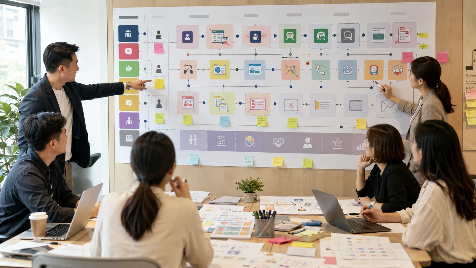 企業團隊整理公域內容、社群、LINE、網站、CRM、加入理由與服務責任，建立完整顧客路徑。